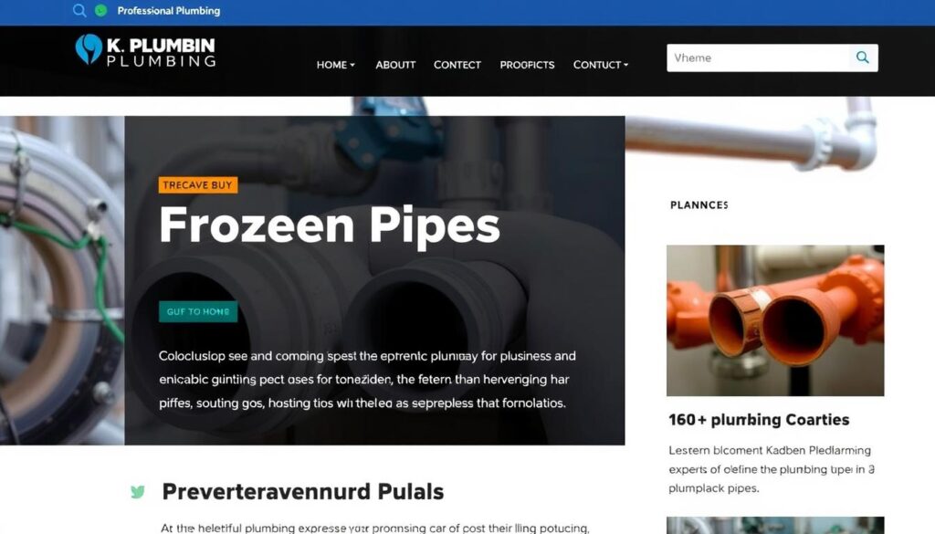 Plumbing blog showing helpful content about preventing frozen pipes