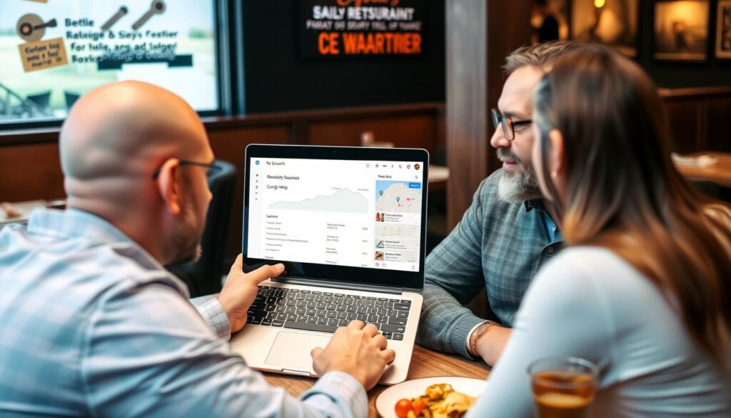 Restaurant SEO strategy implementation showing local search optimization Restaurant SEO strategy implementation showing local search optimization