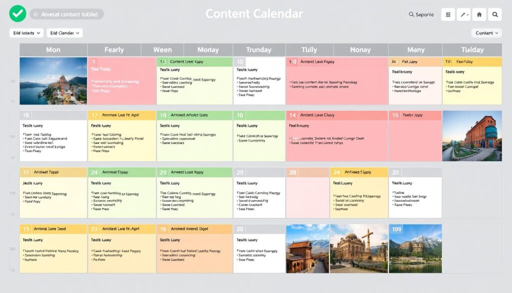 Seasonal content calendar for travel website SEO planning